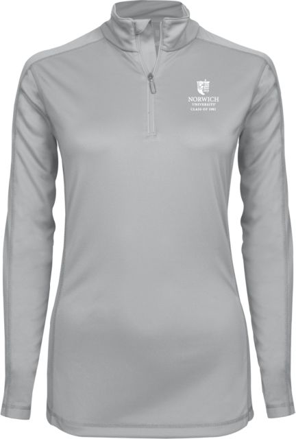 Norwich Womens Syntrel Interlock Platinum 1/4 Zip Institutional logo with Class of 1981 - ONLINE ONLY