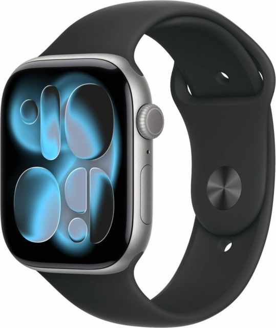 Apple Watch Series 11 GPS + Cellular 46mm Space Gray Aluminum Case with Black Sport Band - M/L